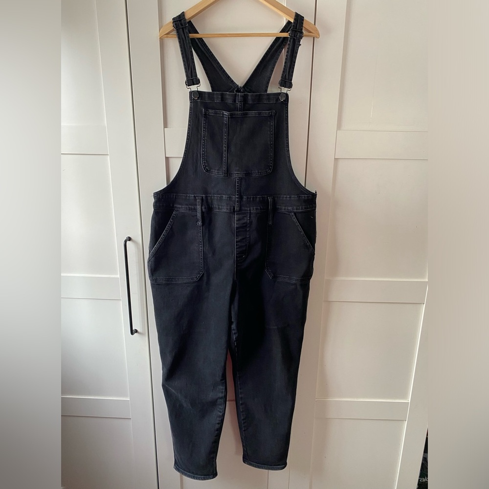 Madewell Denim Overalls in washed black.